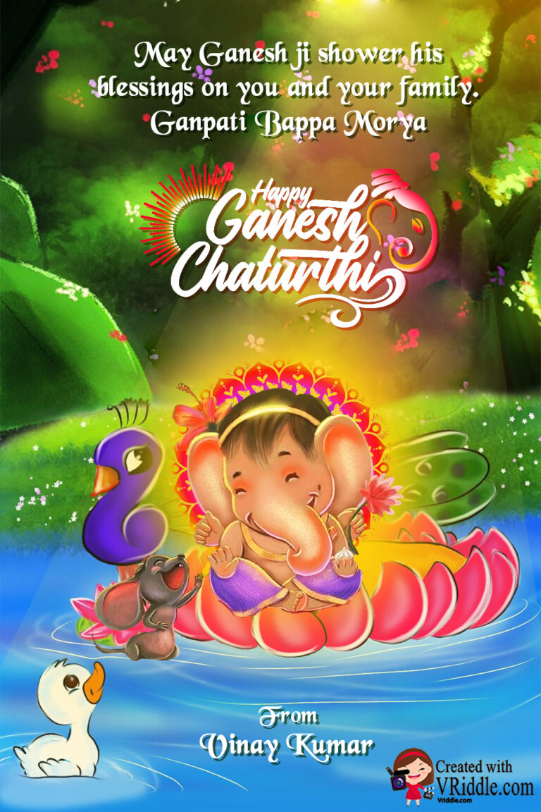 Ganesh Ji With Pink Lotus And Forest Theme Ganesh Chaturthi Greeting Video