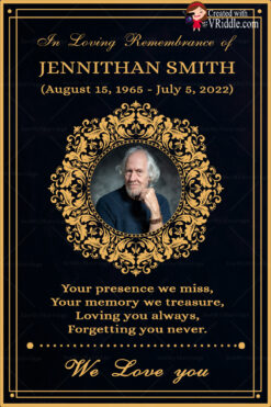Brown and Gold Theme Memorial Service Card with Photo