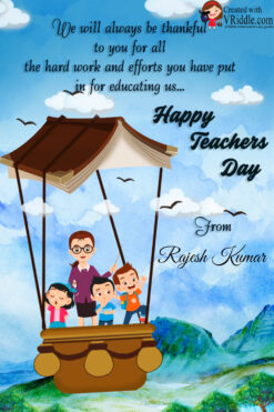 Happy Teachers Day Animated Greeting Video with Teacher and Students in Parachute Illustration