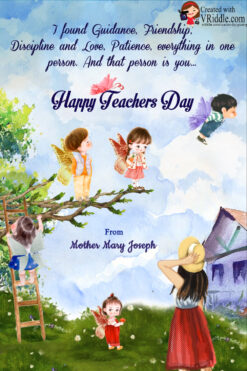 Happy Teachers Day Greeting Video With Illustrations of Teacher and Students Playing
