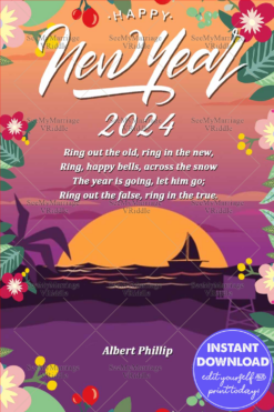 Beach Theme Happy New Year Greeting Card