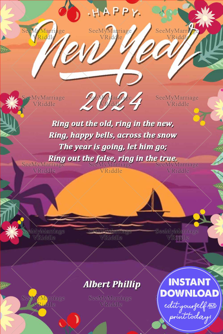 Beach Theme Happy New Year Greeting Card