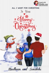 Snowman Love Happy Christmas Greeting card