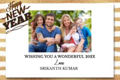 Gold Strip Theme Happy New Year Invitation Card