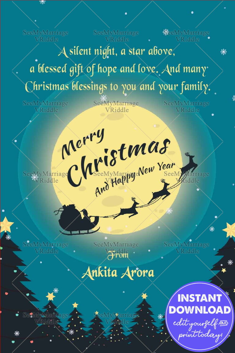 Lovely Christmas Santa Claus With Flying Reindeers