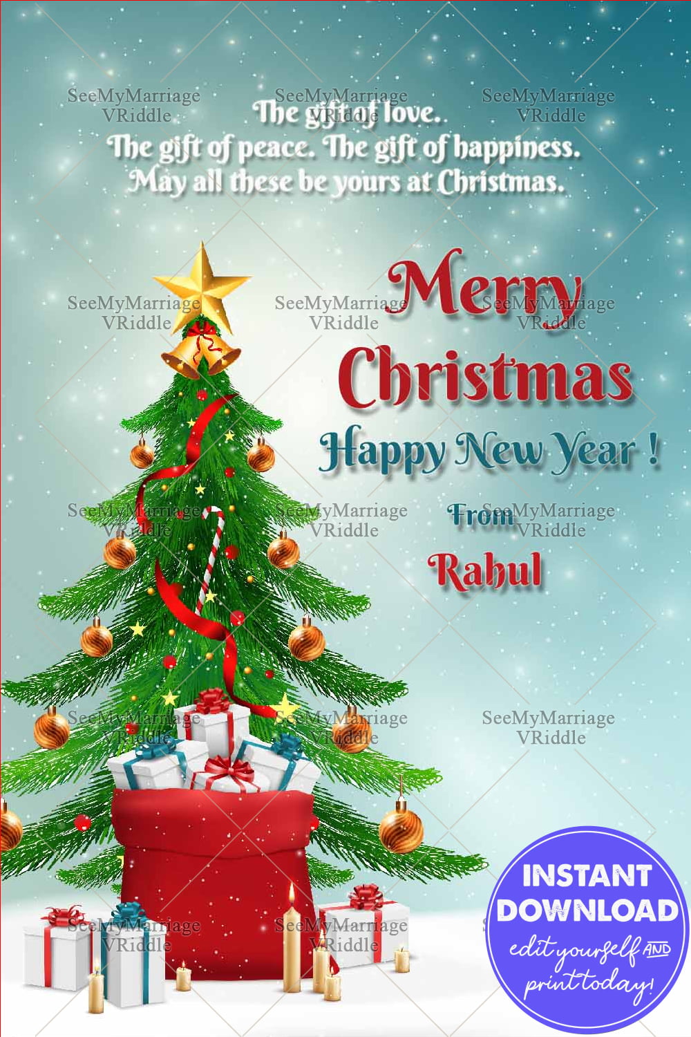 Merry Christmas and happy new year greeting Card