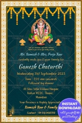 Blue Green Ganesh Chaturthi Greeting Card