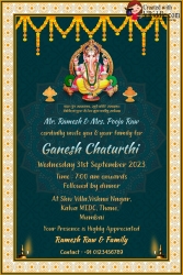 Blue Green Ganesh Chaturthi Greeting Card