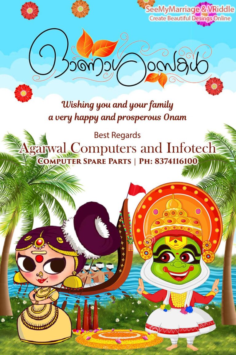 Traditional Onam Greetings Video, Dancing Cartoon, Boat Sailing, Kerala Theme