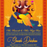 Ganesh Chaturthi Yellow Violet Theme Animated Video Invite