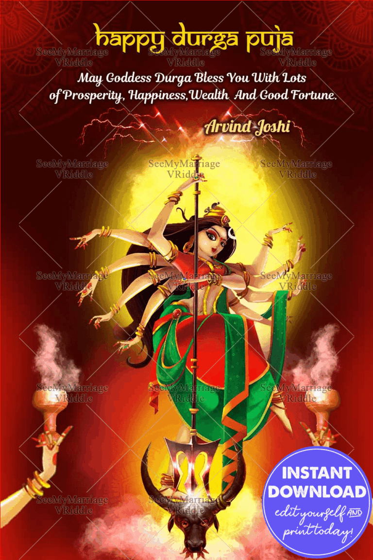 Durga Trishul Dussehra Greeting Card Red Theme