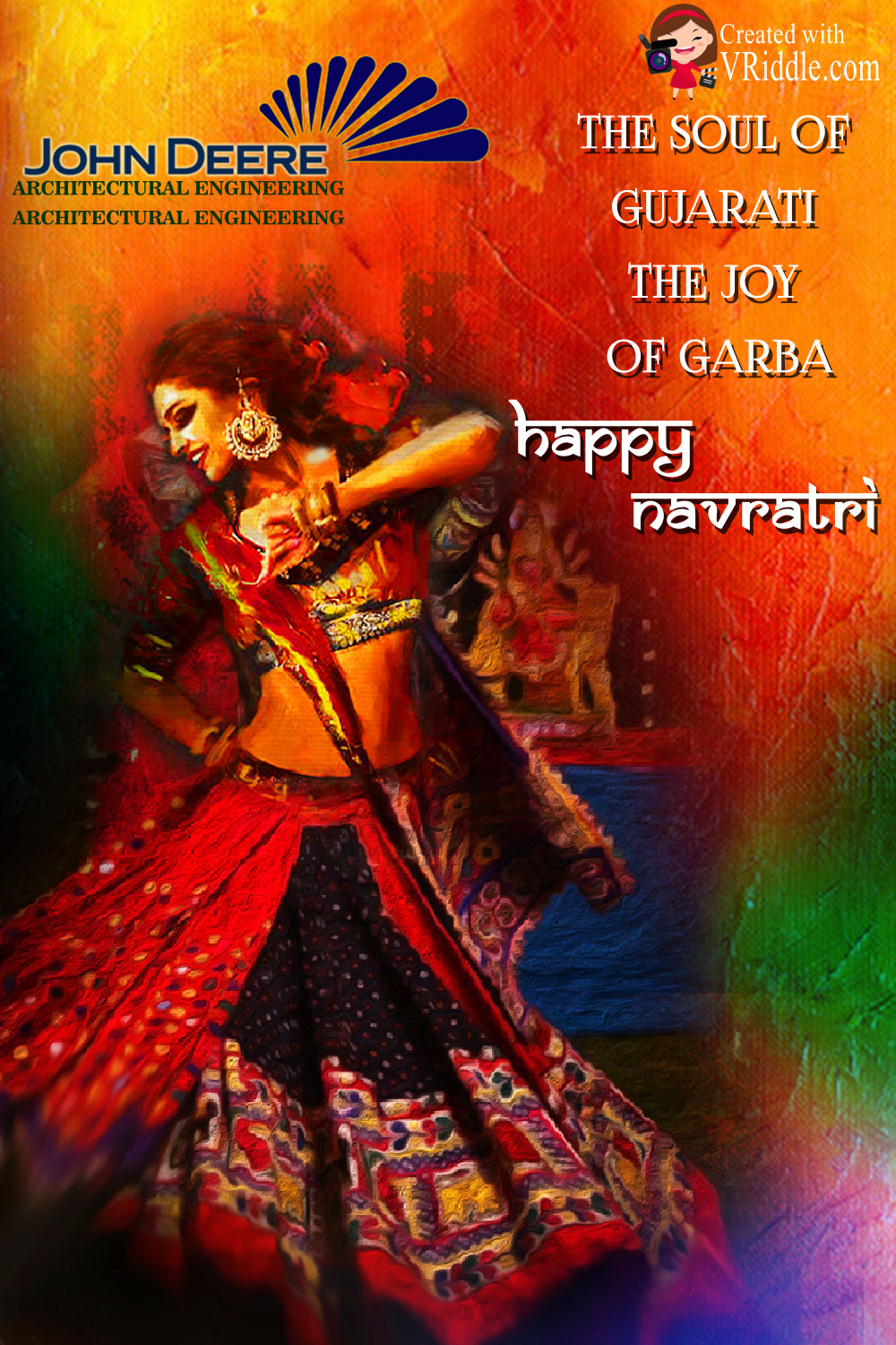Garba Style Navaratri Colorful Greeting Card