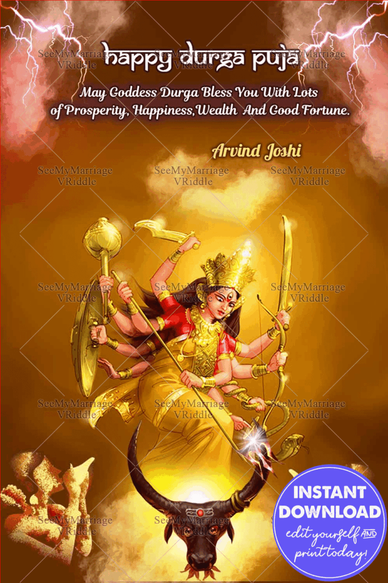 Golden Durga Dussehra Greeting Card