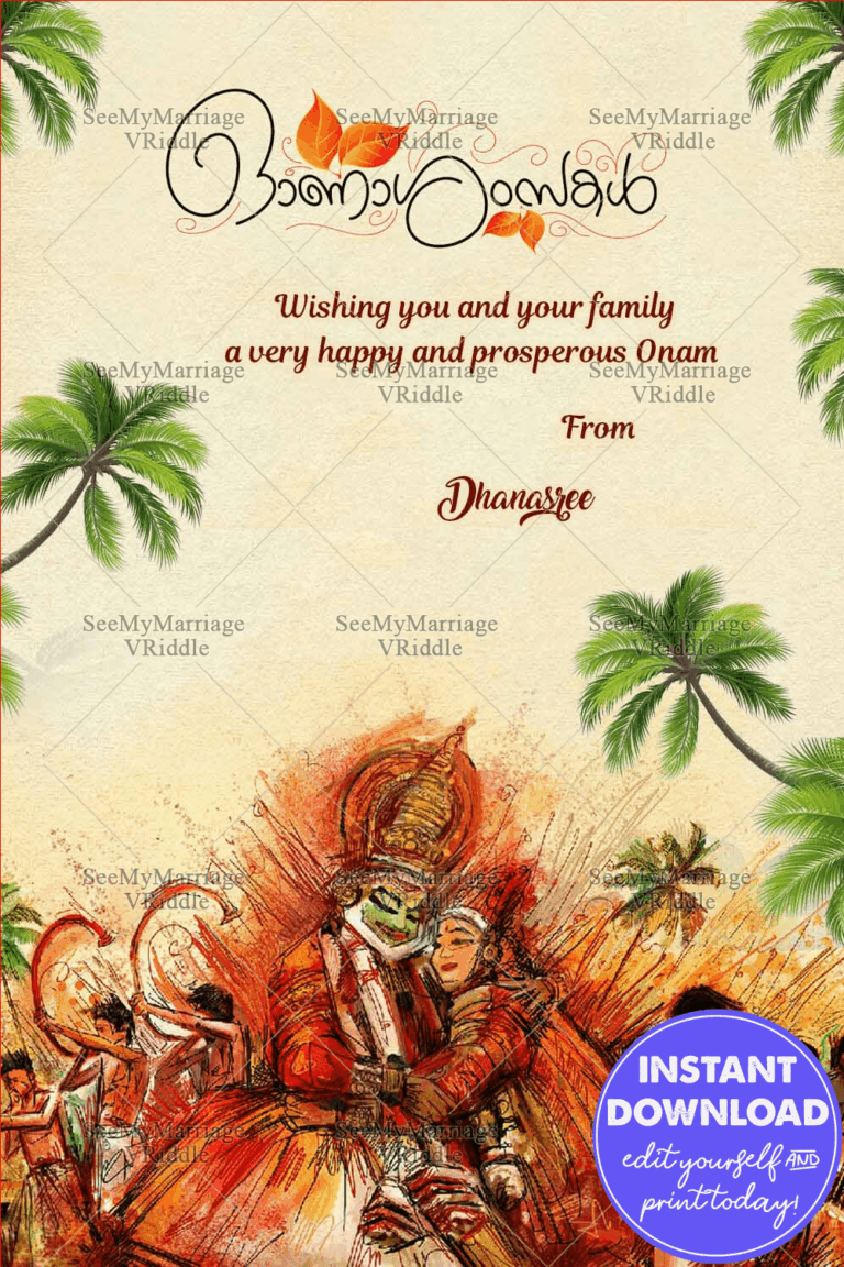 Kadhakali Onam Greeting Card Colour Splash Theme