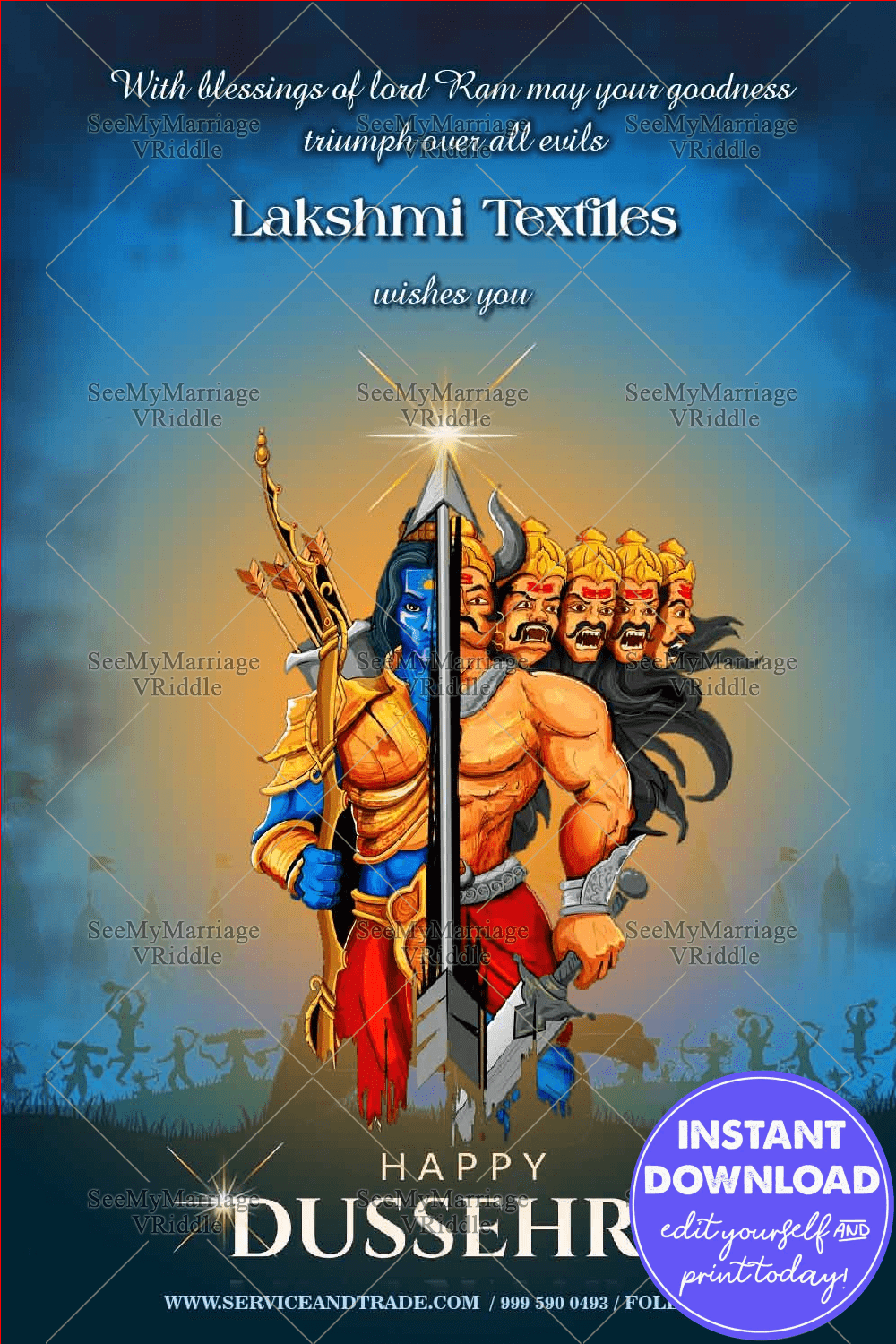 Ram Ravan Dussehra Greeting Card Battle Theme