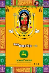 Traditional Yellow Dussehra Greeting Card Durga Puja Madhubani Art