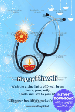 Blue Diwali Greeting Card Hospital Theme