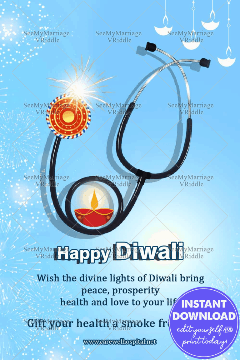 Blue Diwali Greeting Card Hospital Theme
