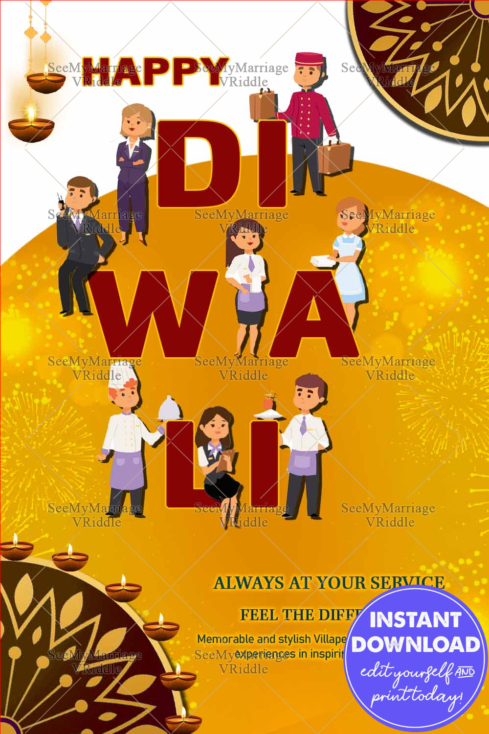 Diwali Greeting Card Hotel Hospitality Theme