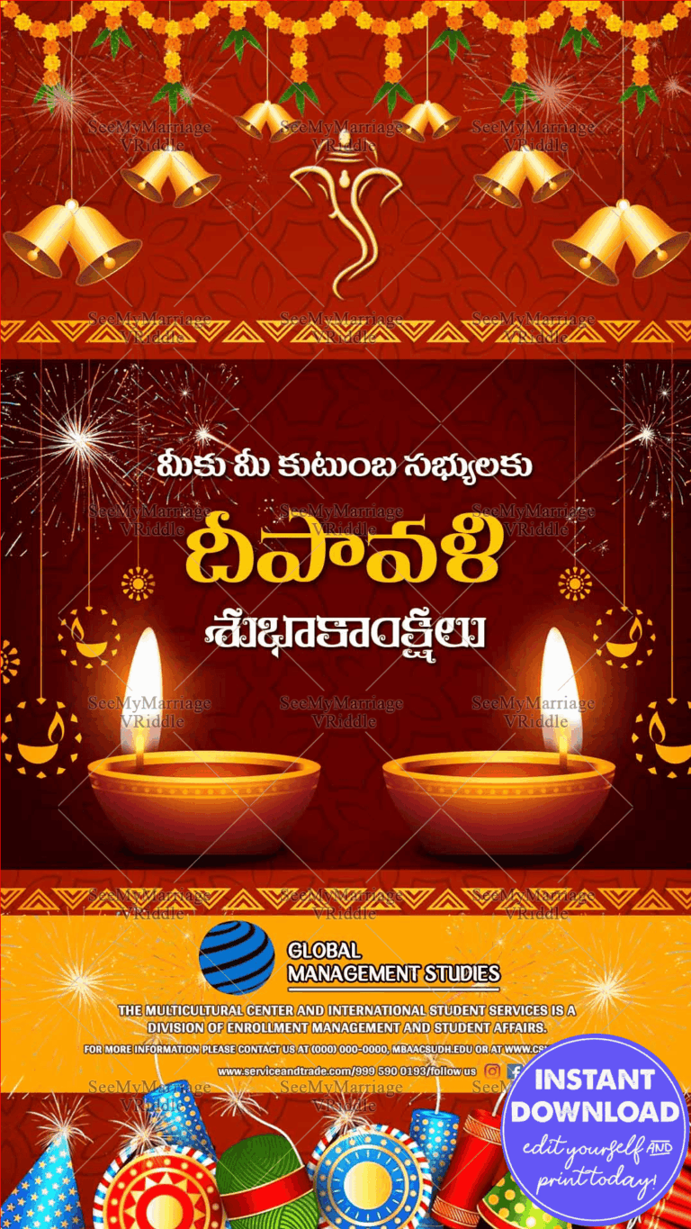 Telugu Dipawali Greeting Card Diya and Crackers