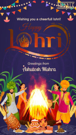 Blue Theme Happy Lohri Greeting Video