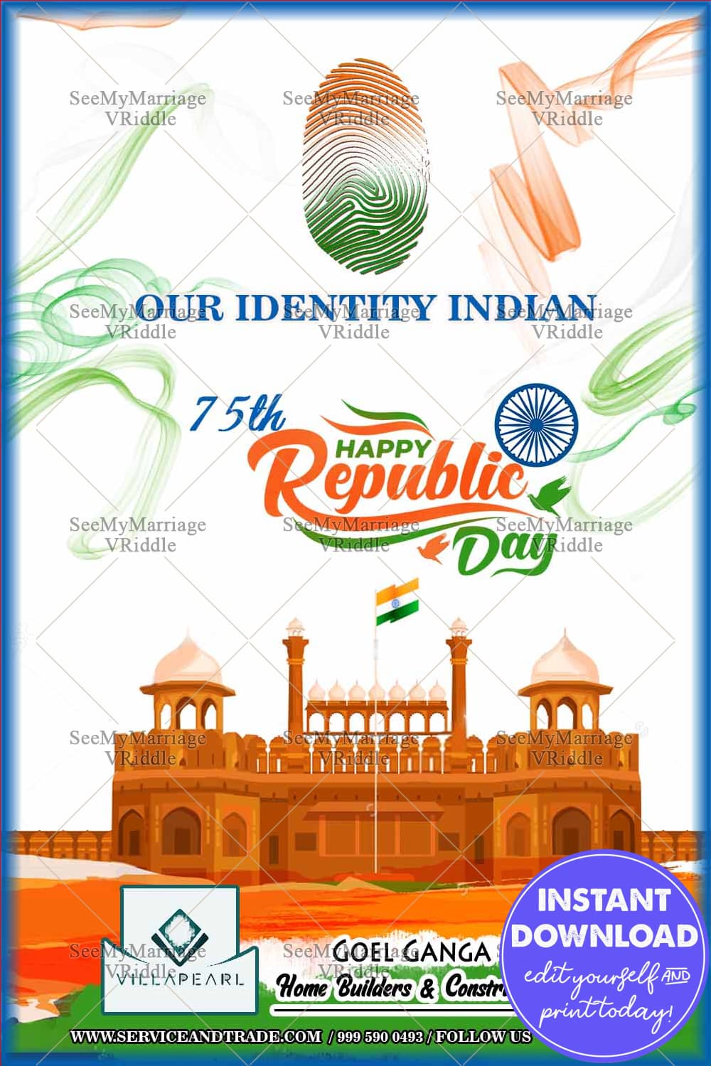 Red Fort Theme Republic Day Greeting Card Our Identity Indian