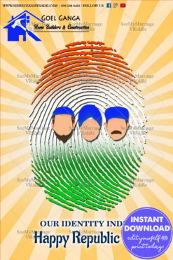 Secular Republic Day Greeting Card Finger Print Theme Bright Yellow Colour