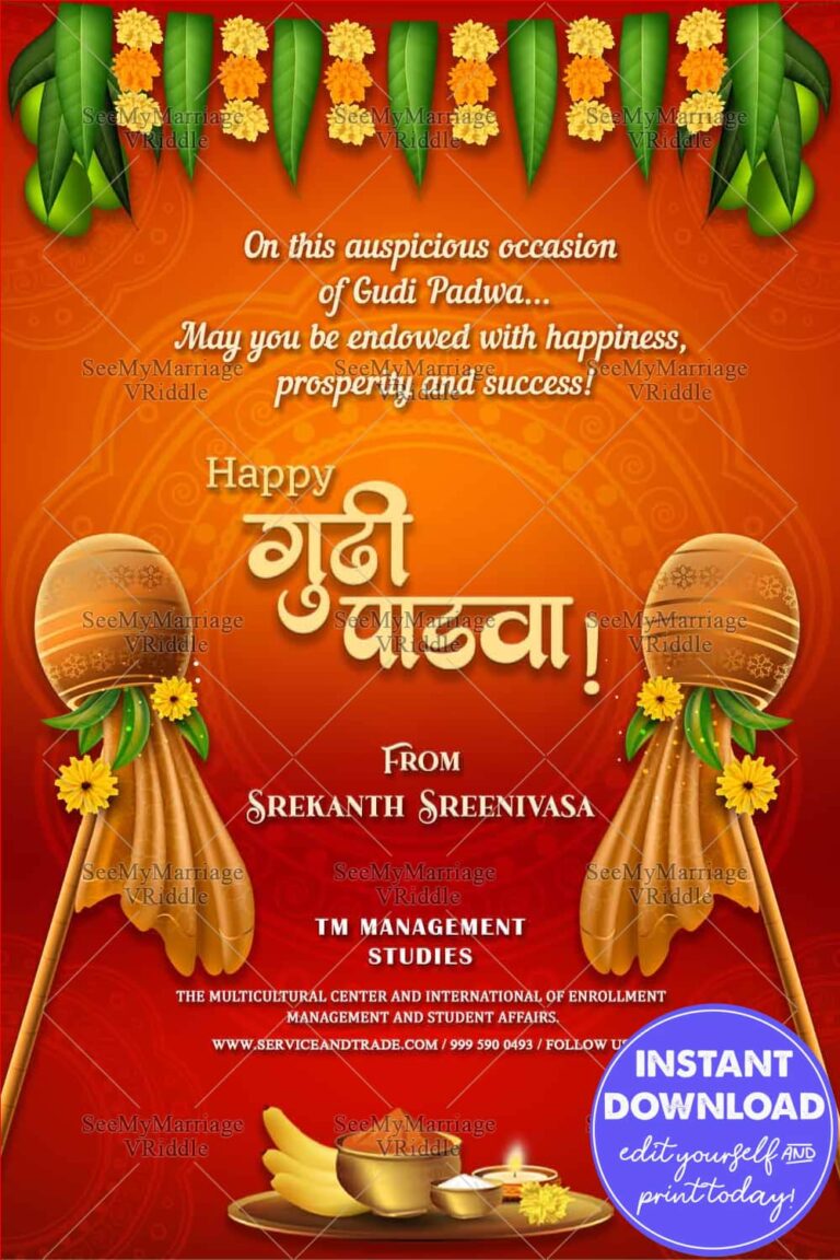 Gudi Padwa Greeting Card Red Background
