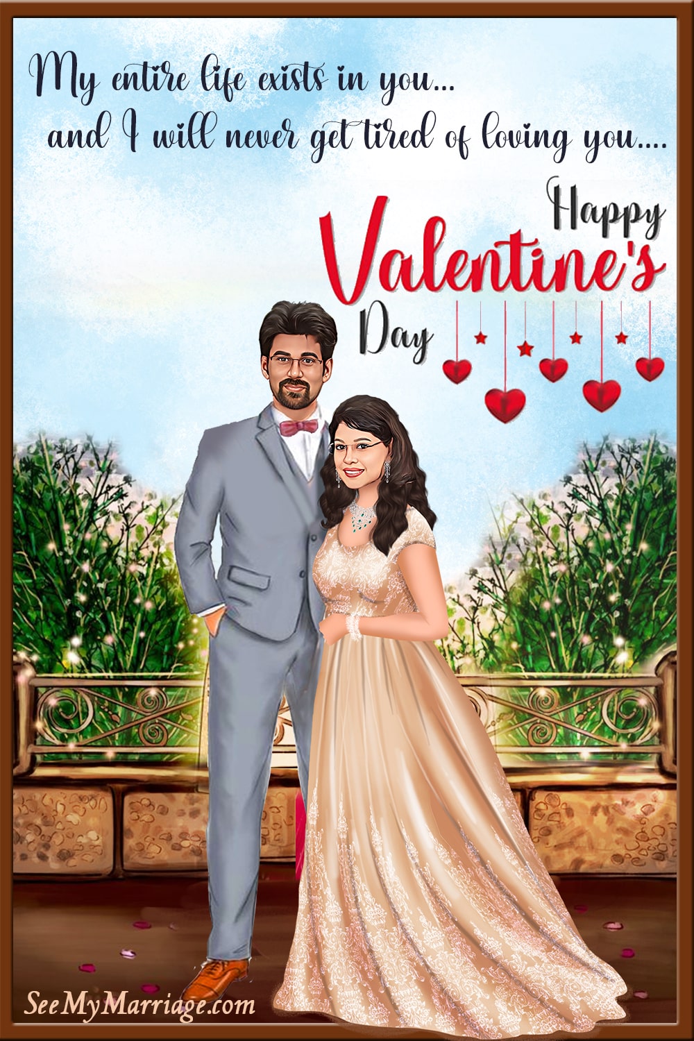Love Forever Caricature Theme Valentine's Day Greeting