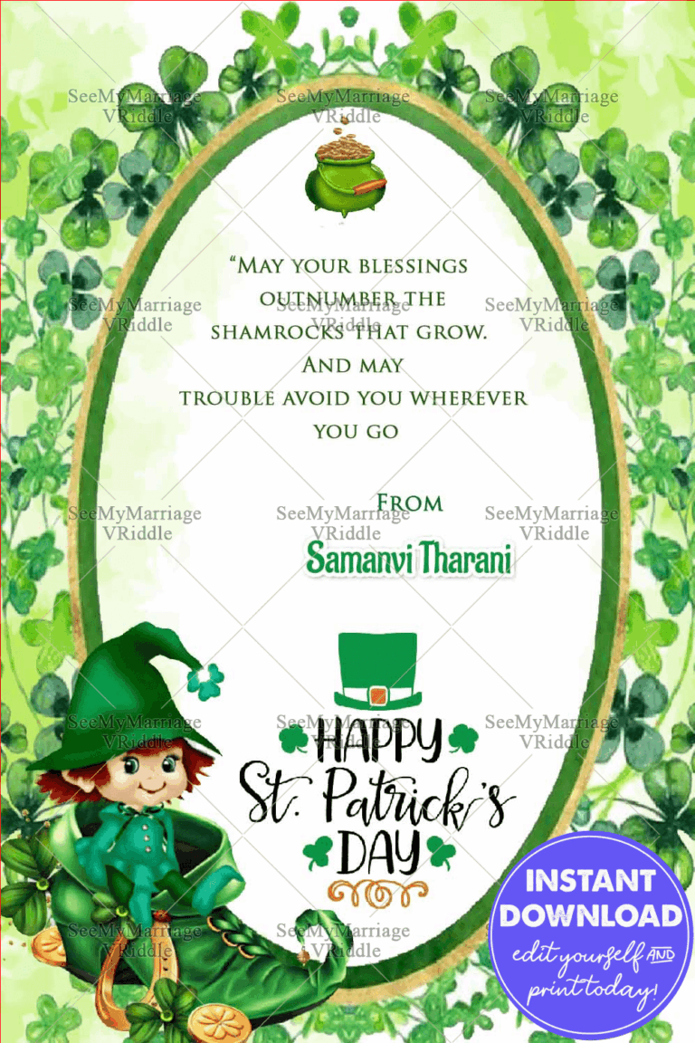 Leprechaun Theme St Patrick's Day Greetings Card Green Clovers