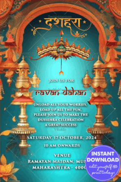 Victory of good over evil Dussara Invitation