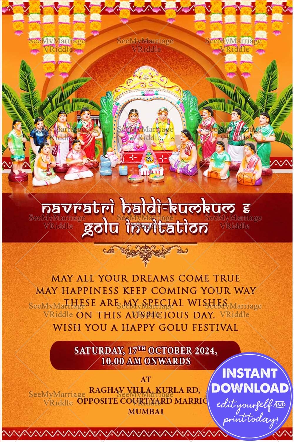 Navratri Kumkum Haldi Golu invitation