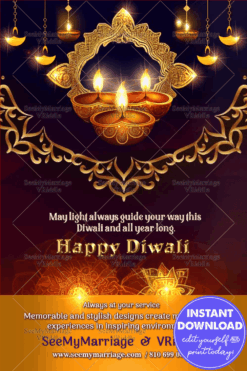 Diwali Diyas Gold Purple Business Greetings