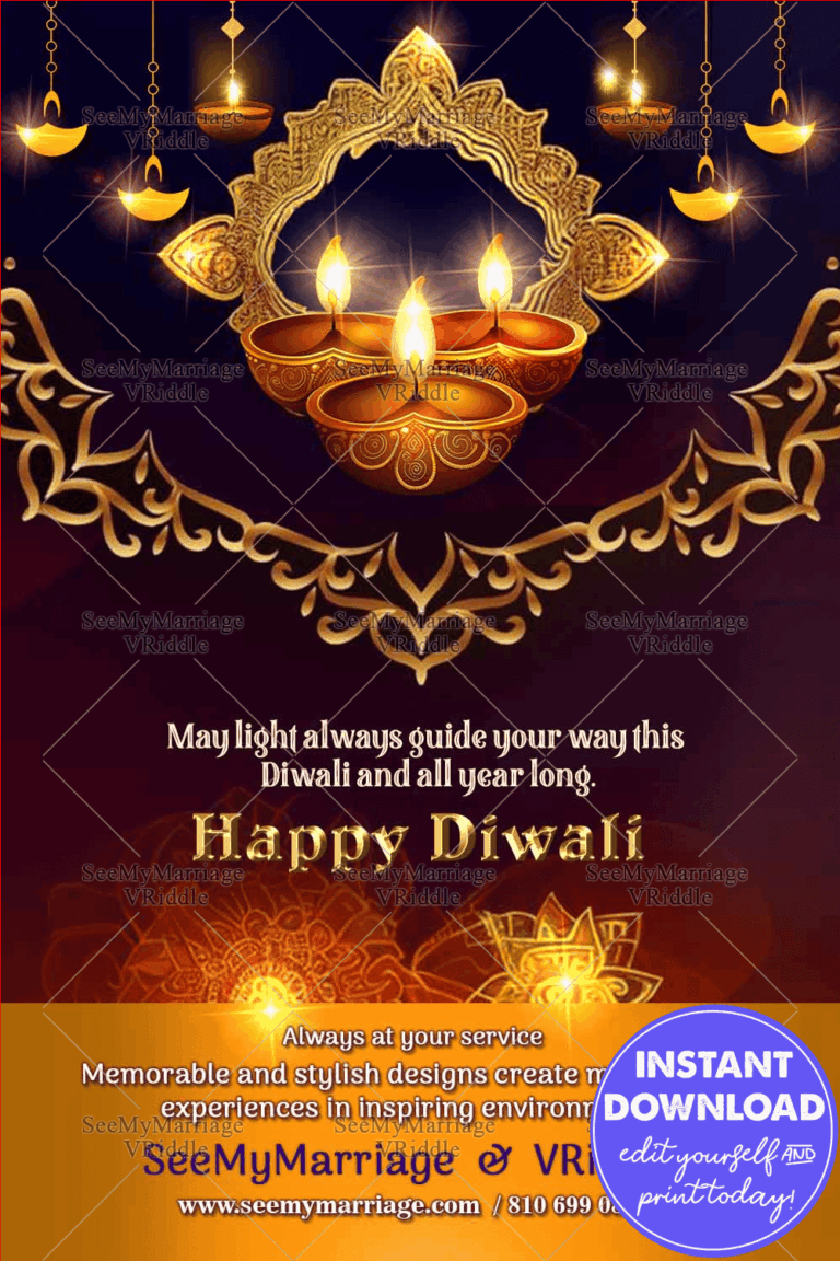 Diwali Diyas Gold Purple Business Greetings