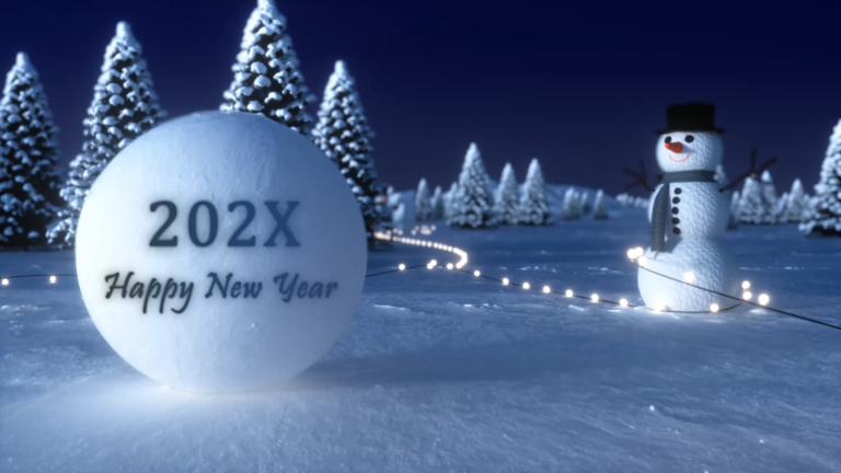 Winter's Whimsical New Year Greeting with Snow man