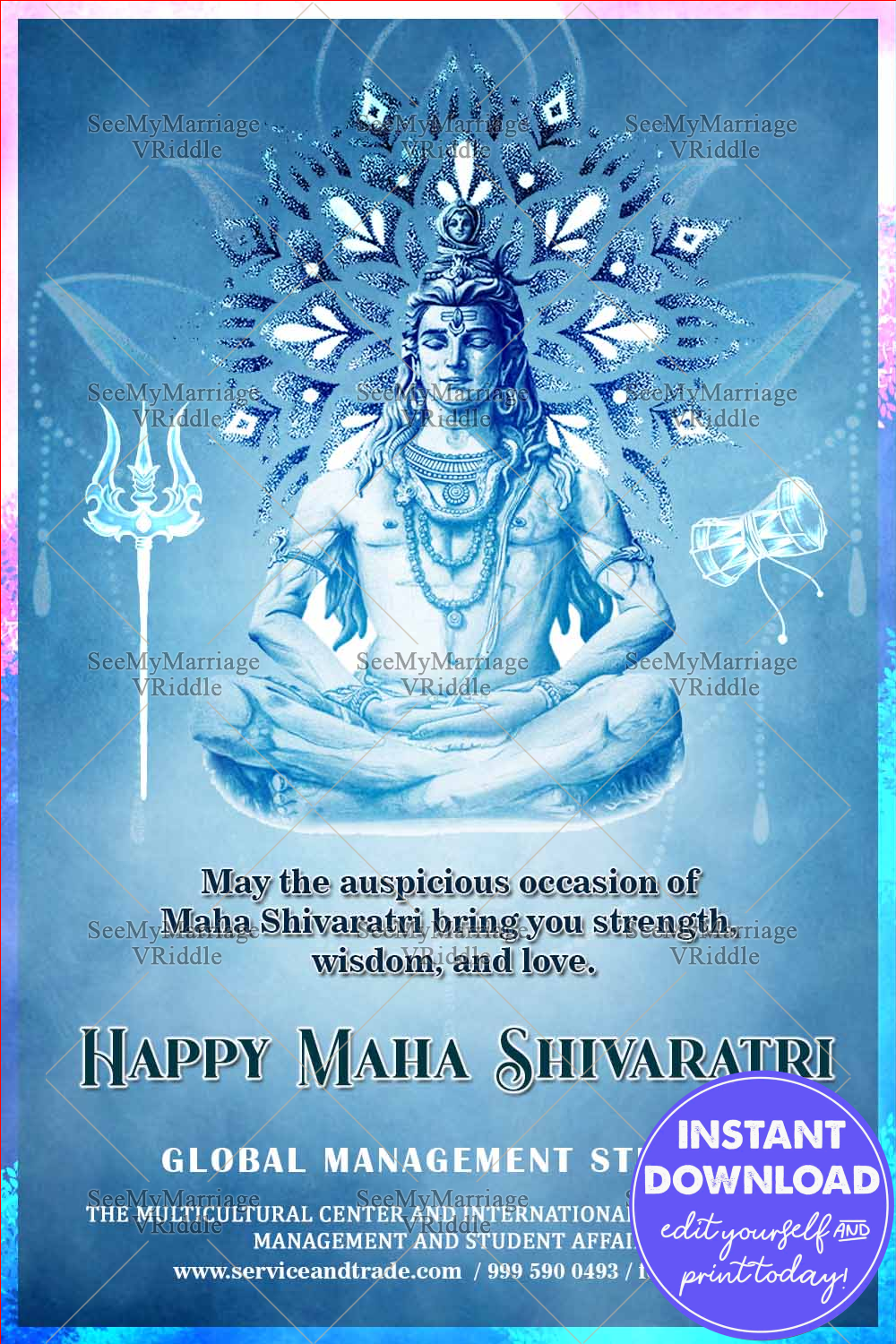 Blue theme Auspicious Maha Shivaratri Greeting Card