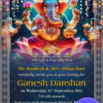 Divine Ganesh Darshan Invitation Card