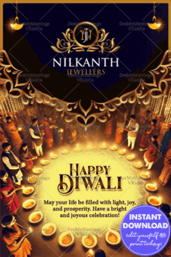 Community Celebration Diwali Greeting Card with Diyas Decor