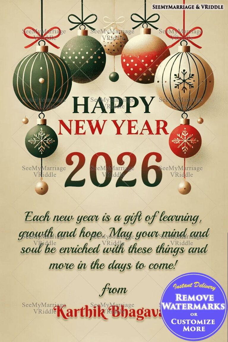 Festive Ornaments New Year Greeting Card with Golden Theme