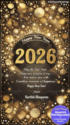 Golden Sparkle New Year Greeting Card