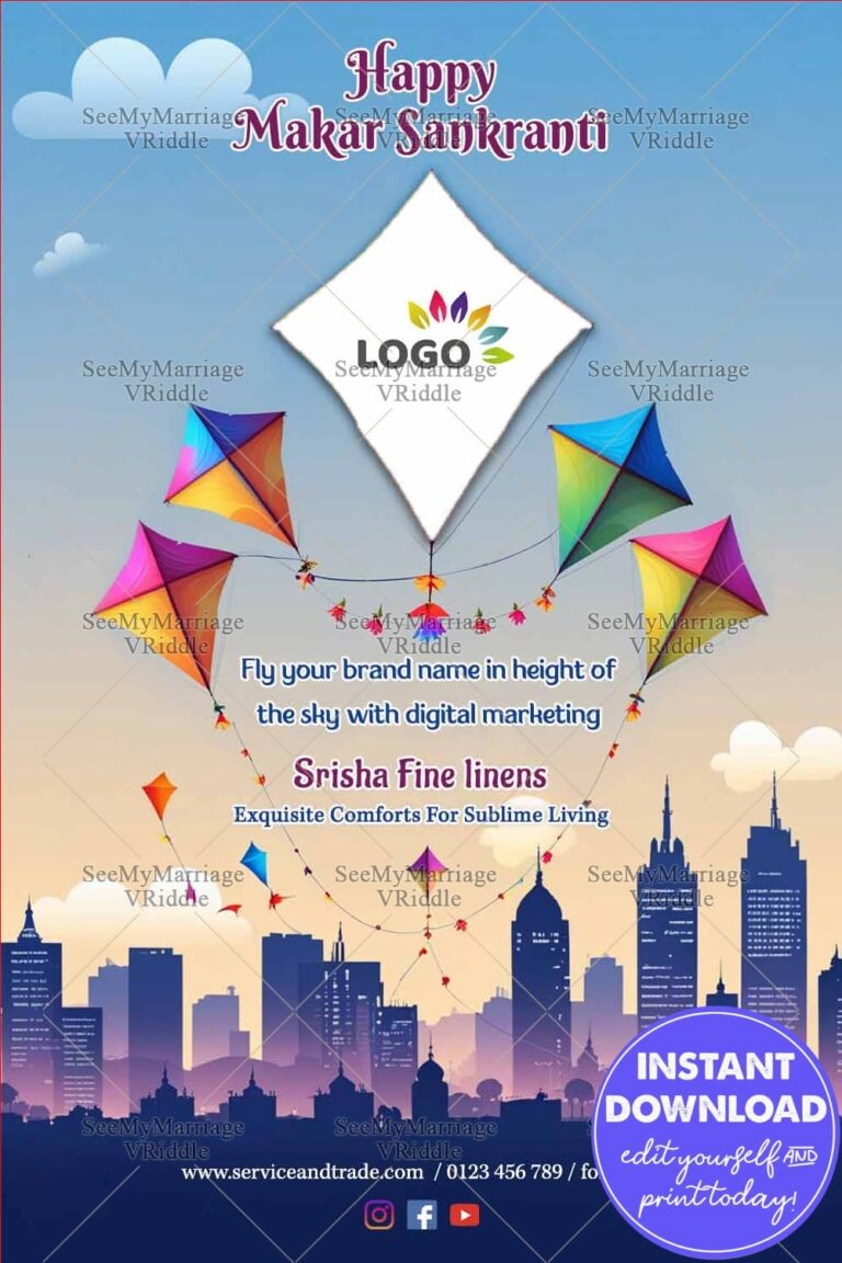 Colorful Kites Makar Sankranti Digital Marketing Greeting Card