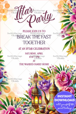 Floral Elegance Iftar Party Invitation A Joyful Celebration of Togetherness