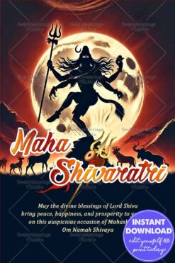 Vibrant Maha Shivaratri Greeting with Shiva Moonlit Tandava