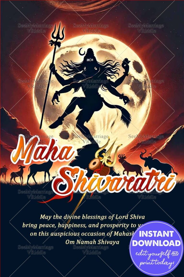 Vibrant Maha Shivaratri Greeting with Shiva Moonlit Tandava
