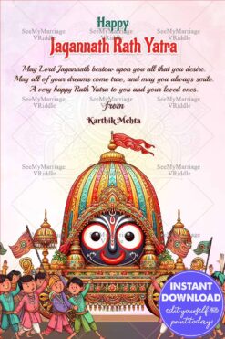 Chariot Illustration Jagannath Rath Yatra Greeting Wishes with Festival Artwork