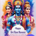 Sri Ram Navami Greeting card with Lord Rama, Sita Mata and Lakshmana Theme