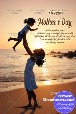 Sunset Embrace Mother’s Day Greeting Card with Heartfelt Message
