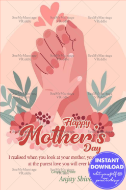Happy Mother's Day Card Featuring Tender Hand-in-Hand Artwork with a Loving Message