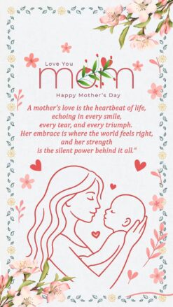 Heartfelt Mother's Day Greeting Video with Tribute Illustration and Floral Embrace