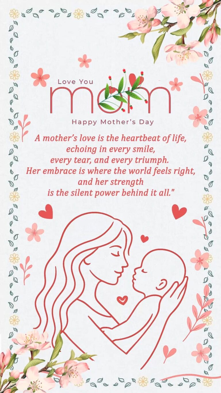 Heartfelt Mother's Day Greeting Video with Tribute Illustration and Floral Embrace